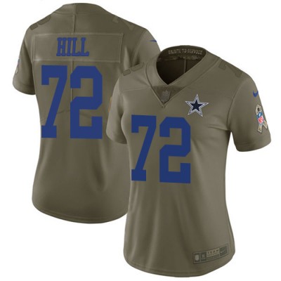 Nike Dallas Cowboys #72 Trysten Hill Olive Women's Stitched NFL Limited 2017 Salute To Service Jersey